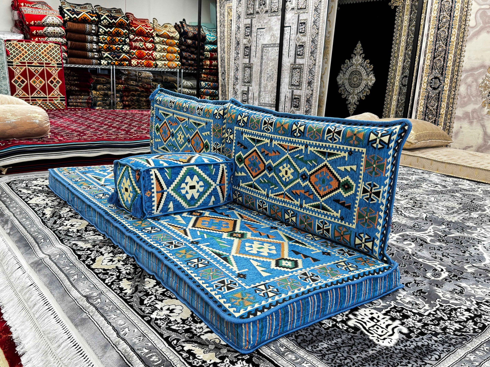 Arabic Majlis Sofa, Arabic Floor Seating, Arabic Couches, Arabic Jalsa, Balcony Floor Sofa, Arabic Living Room Furniture