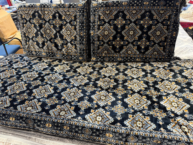 Black Turkmen Design Traditional New Afghan Toshak Set Cover