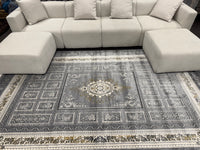 2026 Gray and Silver Luxury Traditional Medallion Rug 1200 Reeds | Stylish Rugs & Carpets