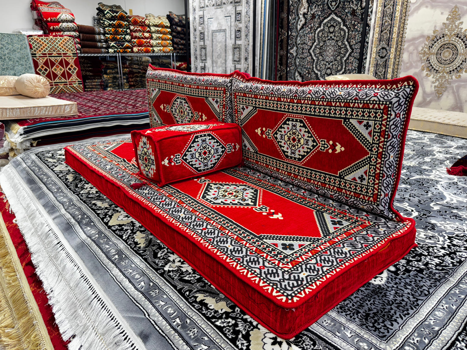Red Majlis Edition VI · 4-Piece Arabic Floor Sofa Set