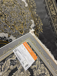 Shah Persian Carpet with Dark Gray & Gold Background