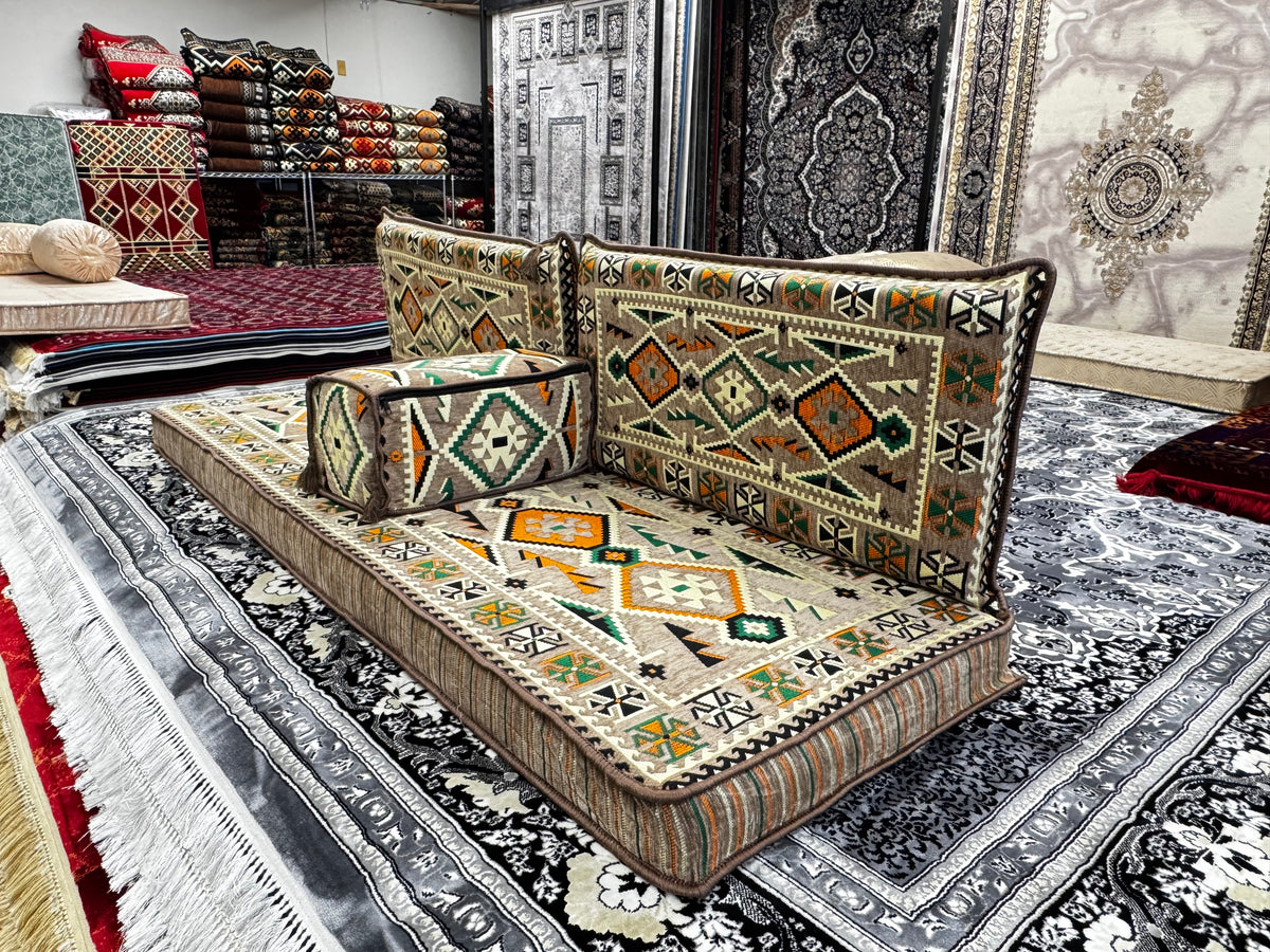 Light Brown Luxurious Majlis – 4-Piece Traditional Arabic Floor Sofa Set for Living Room & Lounge