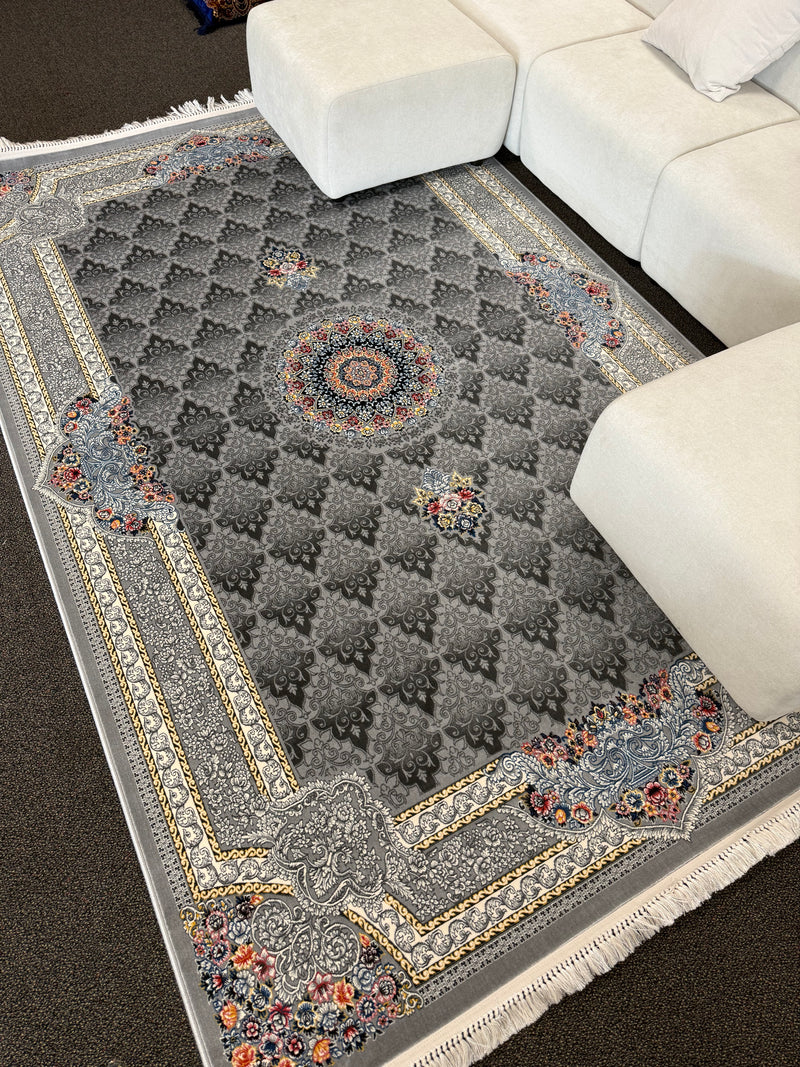 2026 Luxury Traditional Persian-Inspired Rug Light Gray Classic Central Medallion 1200 Reeds