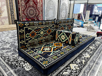 Navy Luxurious Majlis – 4-Piece Traditional Arabic Floor Sofa Set for Living Room & Lounge