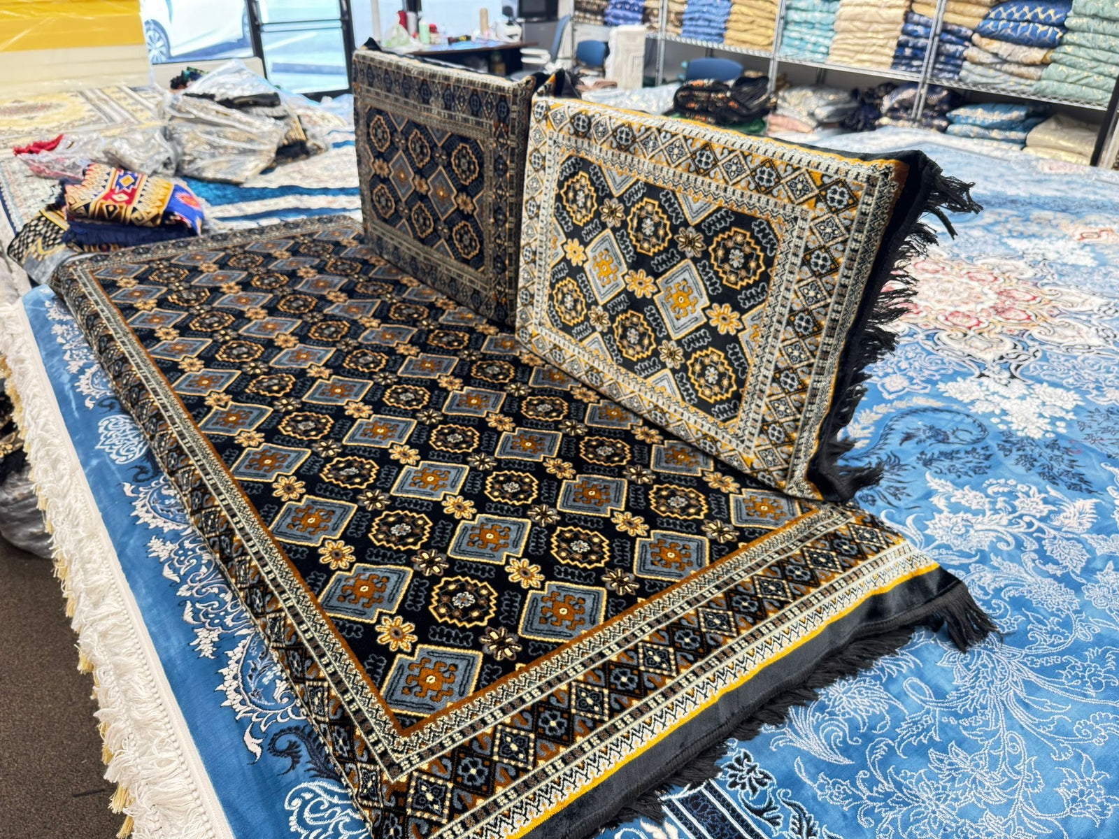 Black Gray Gold Design Traditional New Afghan Toshak Set Cover