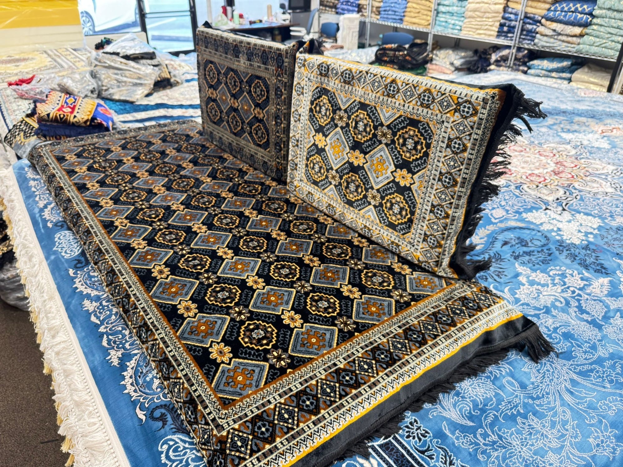 Black Gray Gold Design Traditional New Afghan Toshak Set Cover