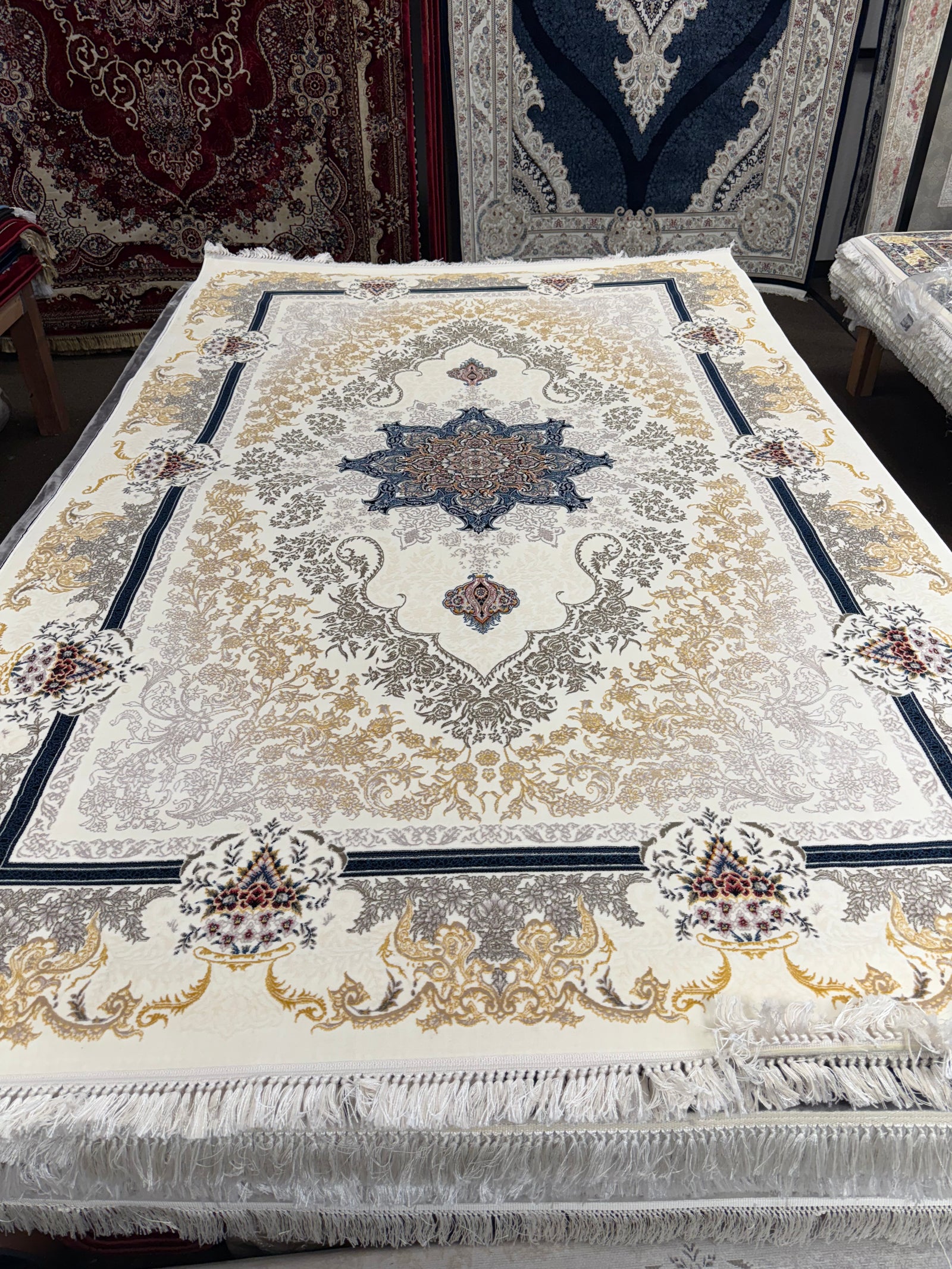Modern Persian Carpet with Cream Background — Variation 2 | Stylish Rugs & Carpets