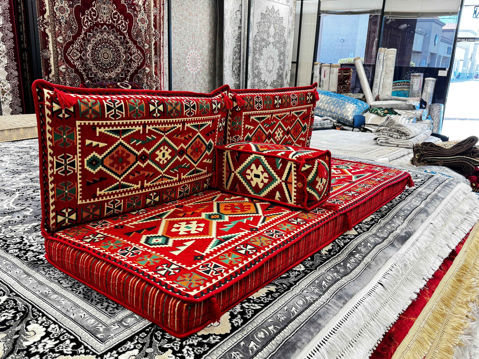 Arabic Majlis Sofa, Arabic Floor Seating, Arabic Couches, Arabic Jalsa, Balcony Floor Sofa, Arabic Living Room Furniture