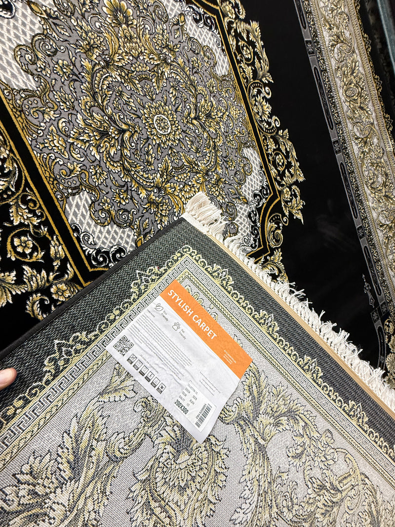 Shah Persian Carpet Dark and Gold Background | Stylish Rugs & Carpets