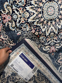 Kashan Navy Persian Design Rugs 2 Million Points