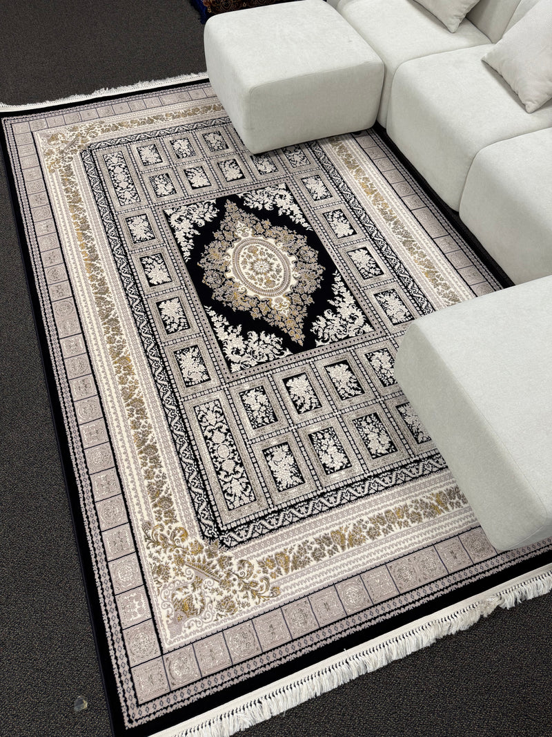 2026 Navy and Gold Luxury Traditional Medallion Rug | Stylish Rugs & Carpets