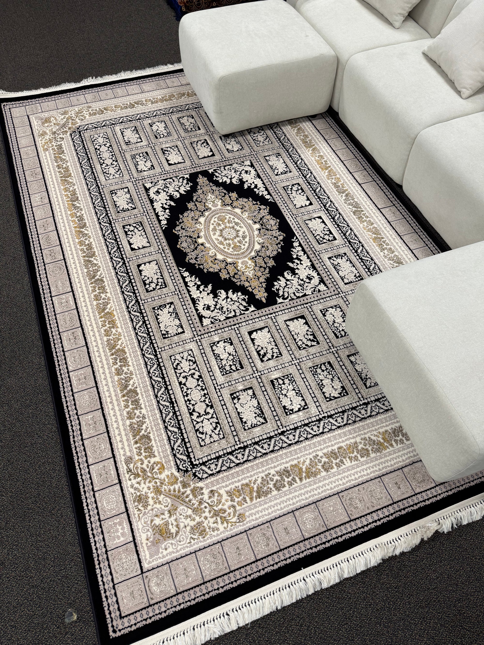 2026 Navy and Gold Luxury Traditional Medallion Rug | Stylish Rugs & Carpets