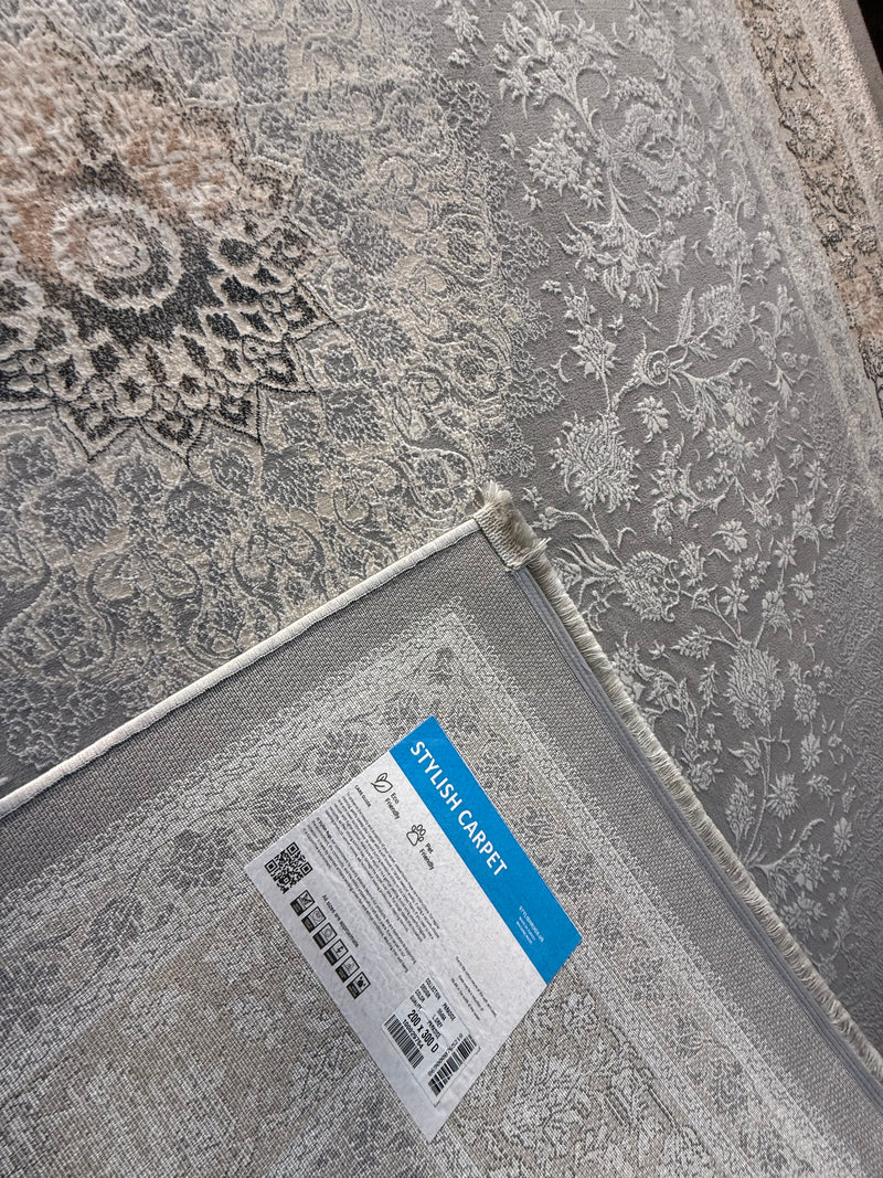 Persian Carpet Cream Gold and Light Gray Background | Stylish Rugs & Carpets