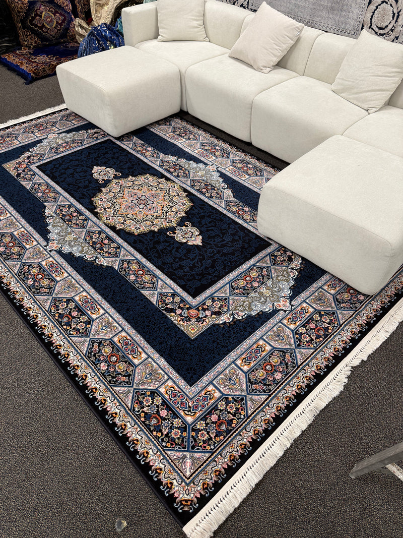 2026 Navy Luxury Traditional Rug 1200 Reeds | Stylish Rugs & Carpets