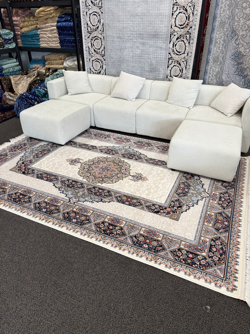 2026 Cream Luxury Traditional Rug 1200 Reeds | Stylish Rugs & Carpets