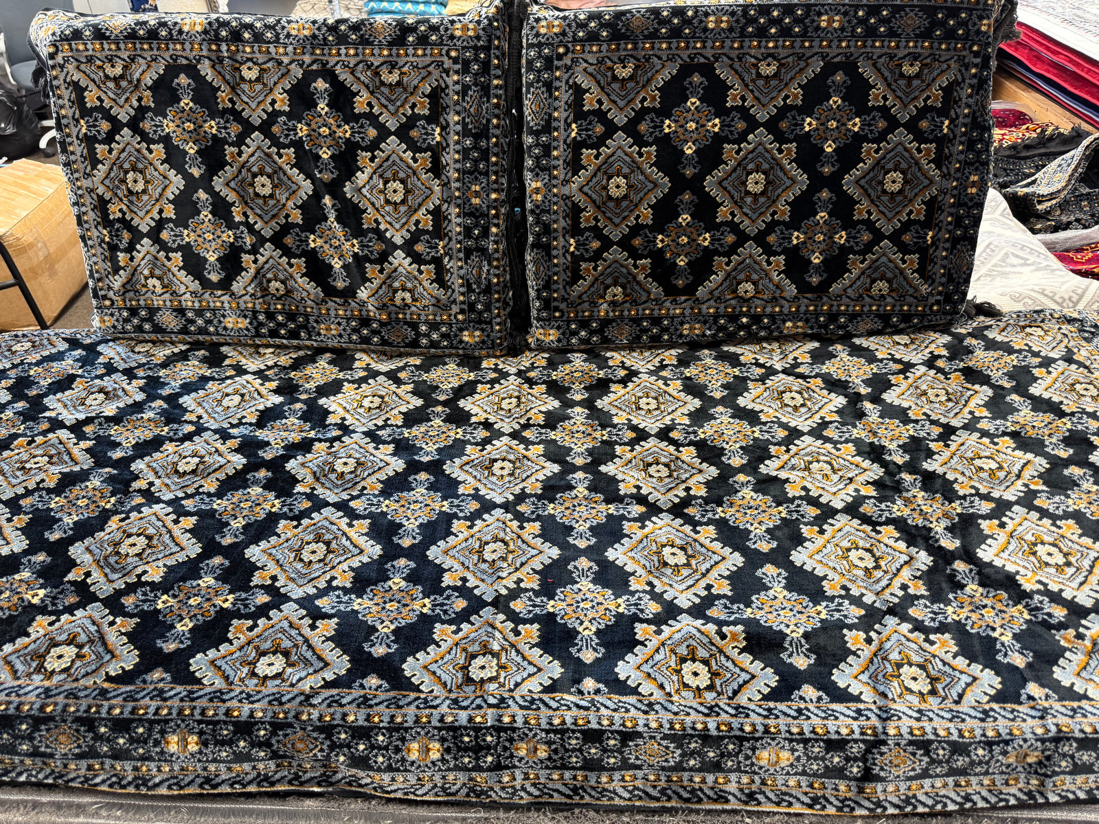 Black Turkmen Design Traditional New Afghan Toshak Set Cover