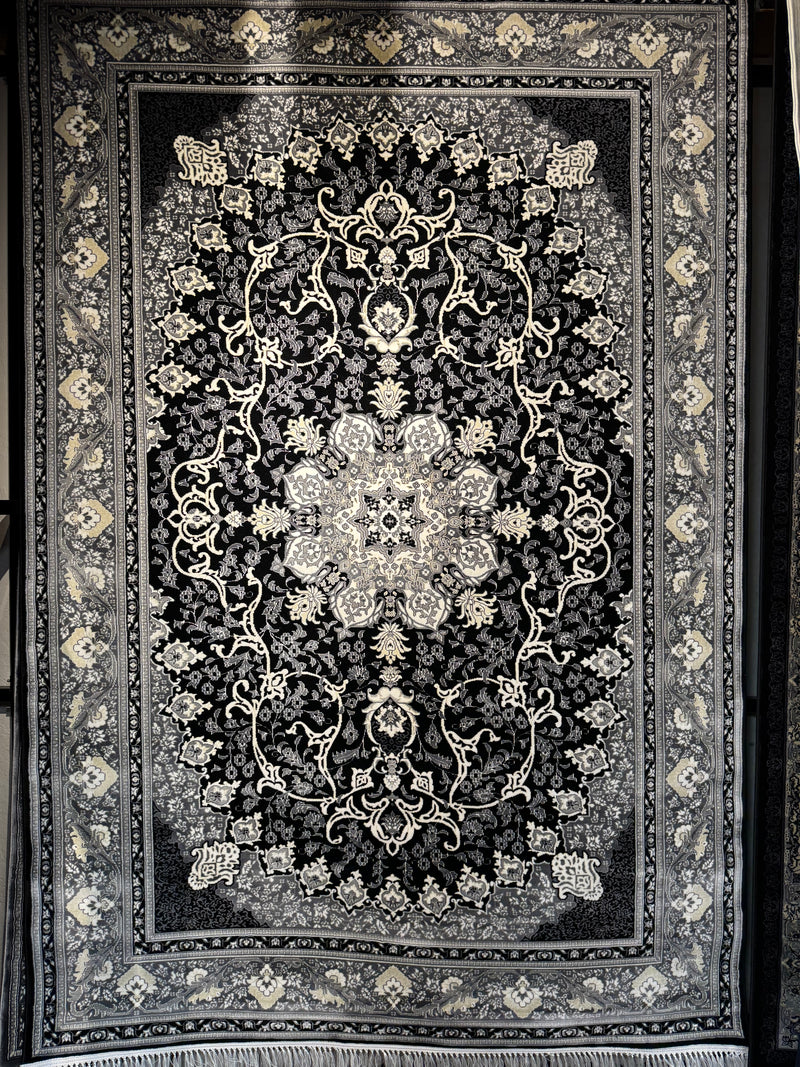 Black and Gray Persian Design Rug — 1200 Reeds | Stylish Rugs & Carpets