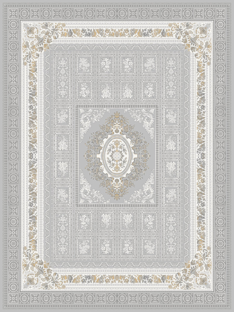 2026 Light Gray Luxury Traditional Medallion Rug 1200 Reeds | Stylish Rugs & Carpets