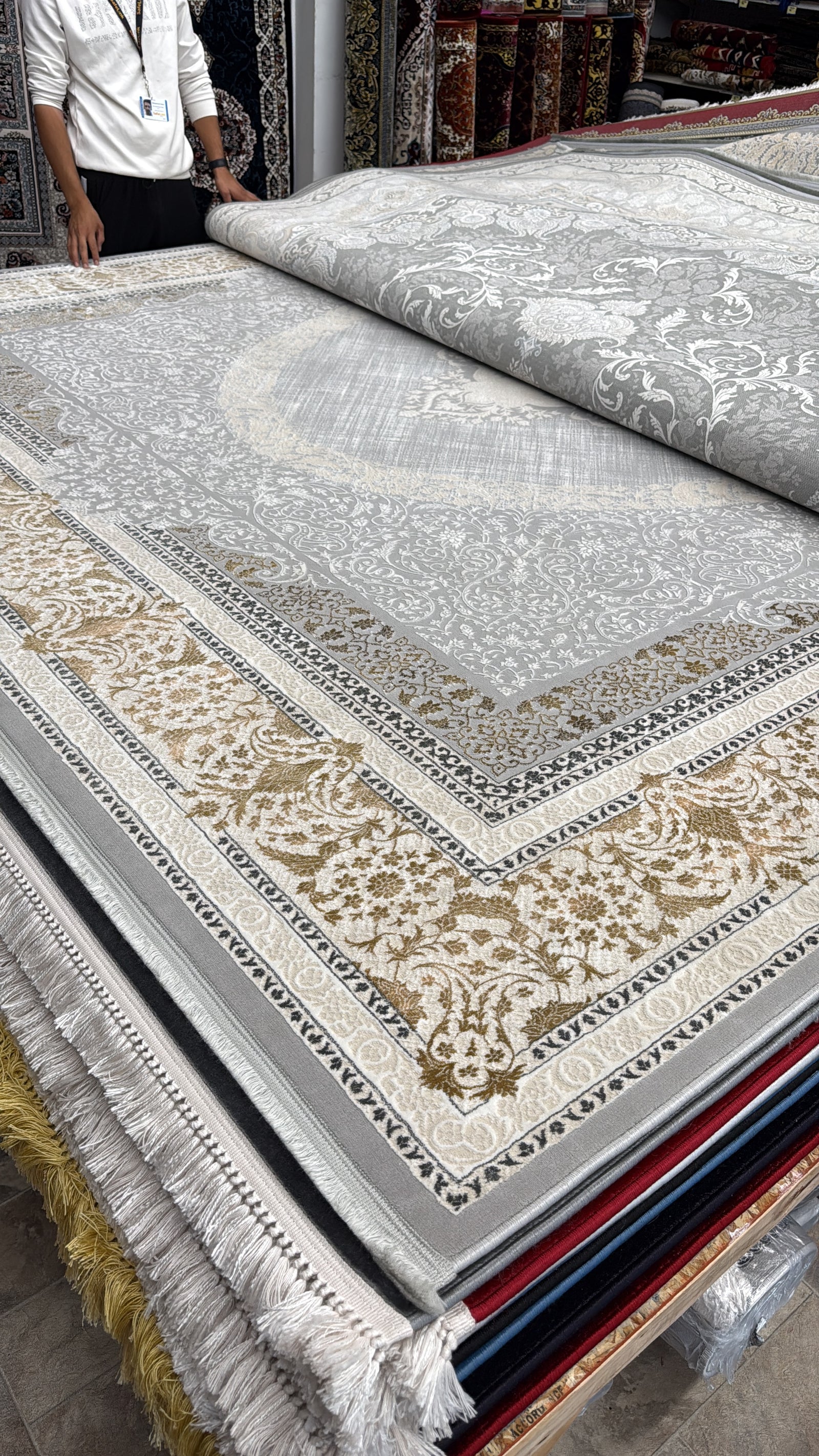 Persian Carpet - Cream & Gold and Cream Background