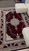 2026 Burgundy Luxury Traditional Persian Medallion Rug 1200 Reeds | Stylish Rugs & Carpets