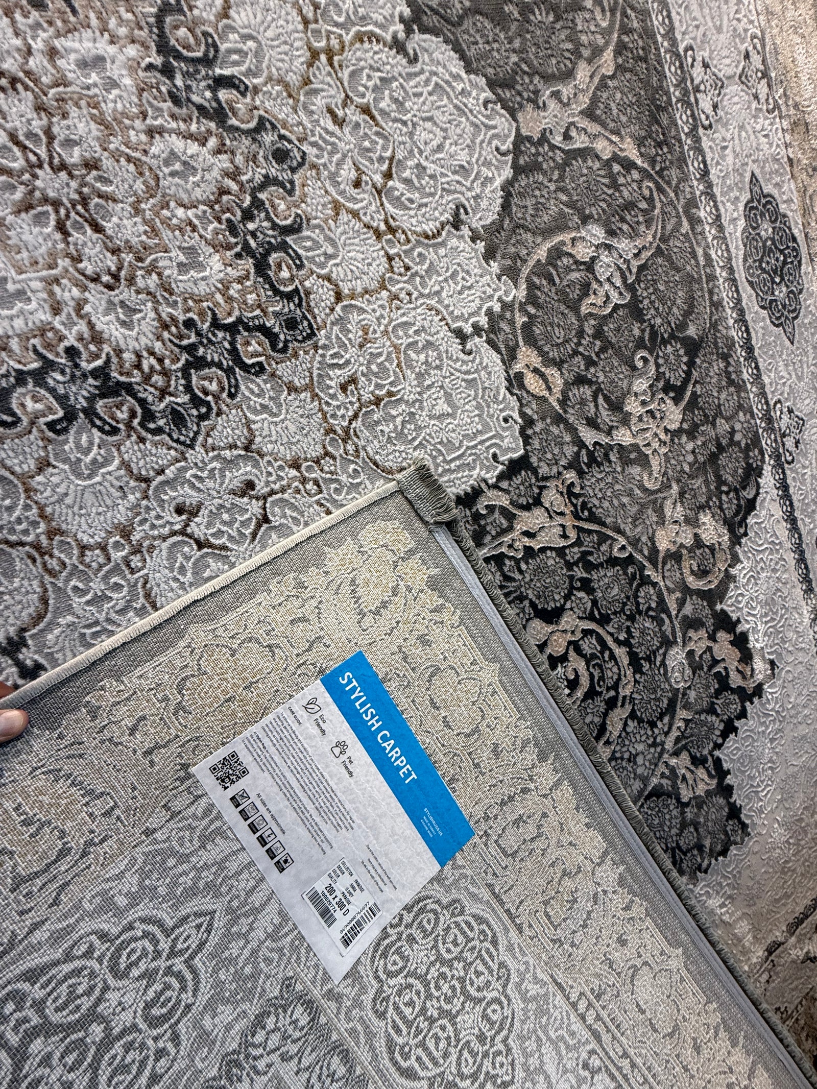 Persian Carpet - Gray & Gold and Cream Background