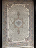 Luxury Persian Carpet Medallion Light Cream Background Soft Gray Border 2 Million Points