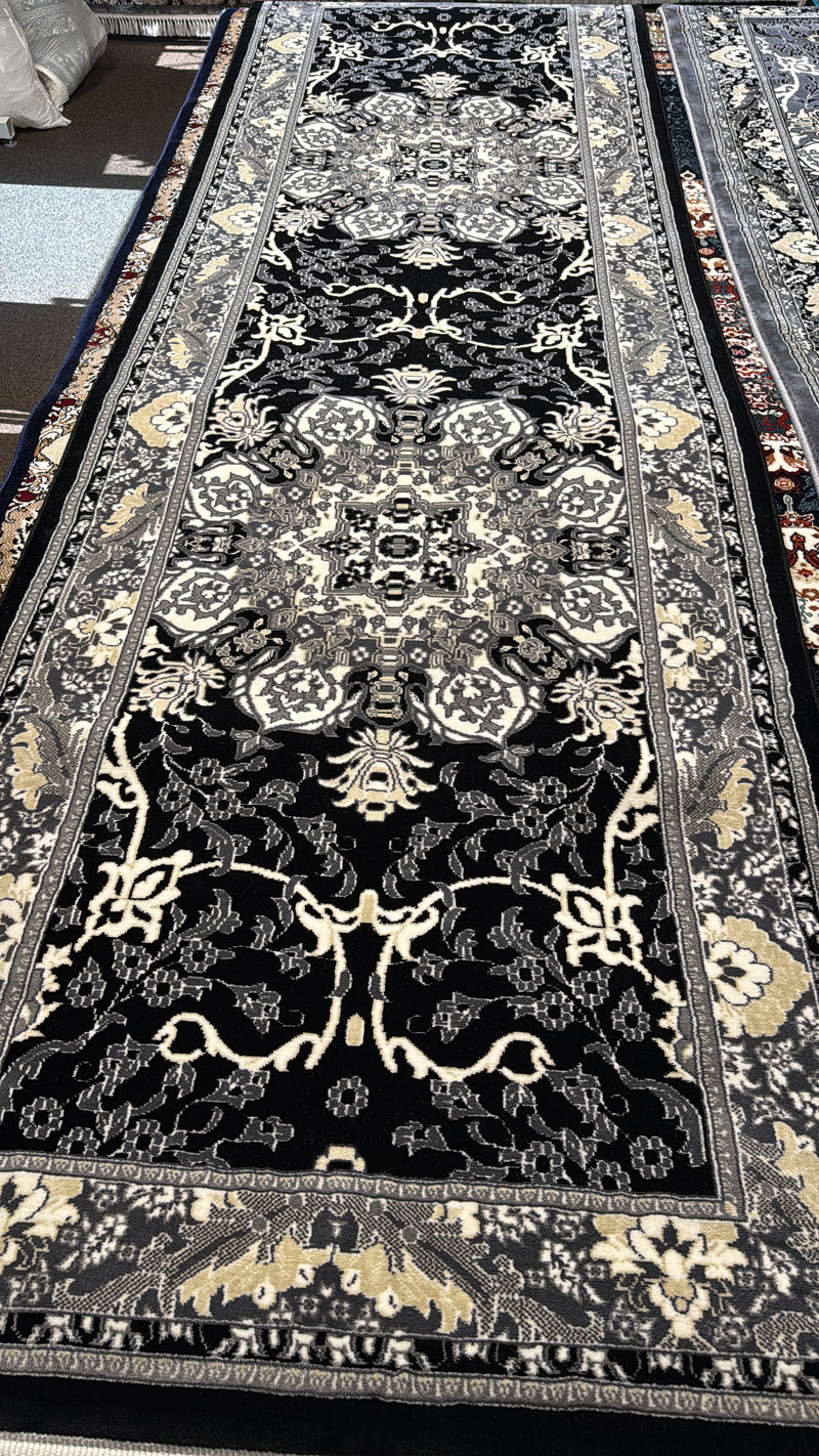 Black and Gray Persian Design Rug — 1200 Reeds | Stylish Rugs & Carpets