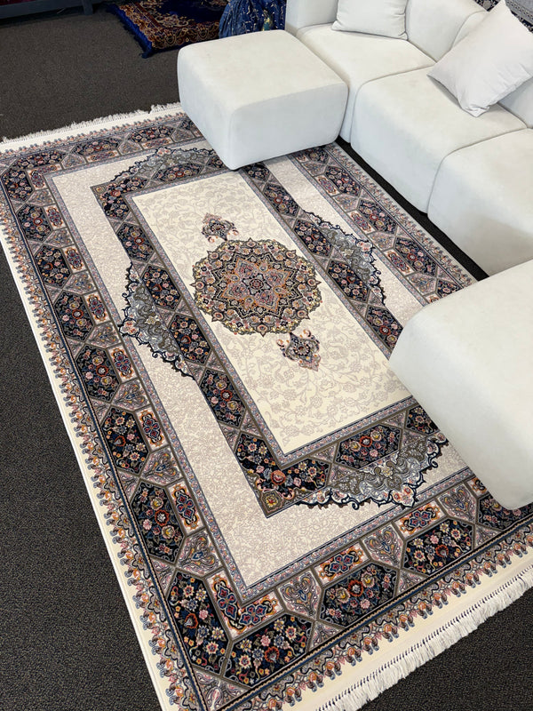 Cream Classic Medallion Persian Rug · 1200 Reeds