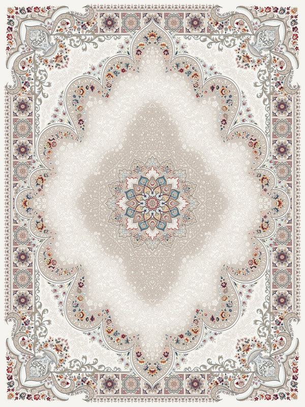 Cream Traditional Medallion Persian Rug · 1200 Reeds
