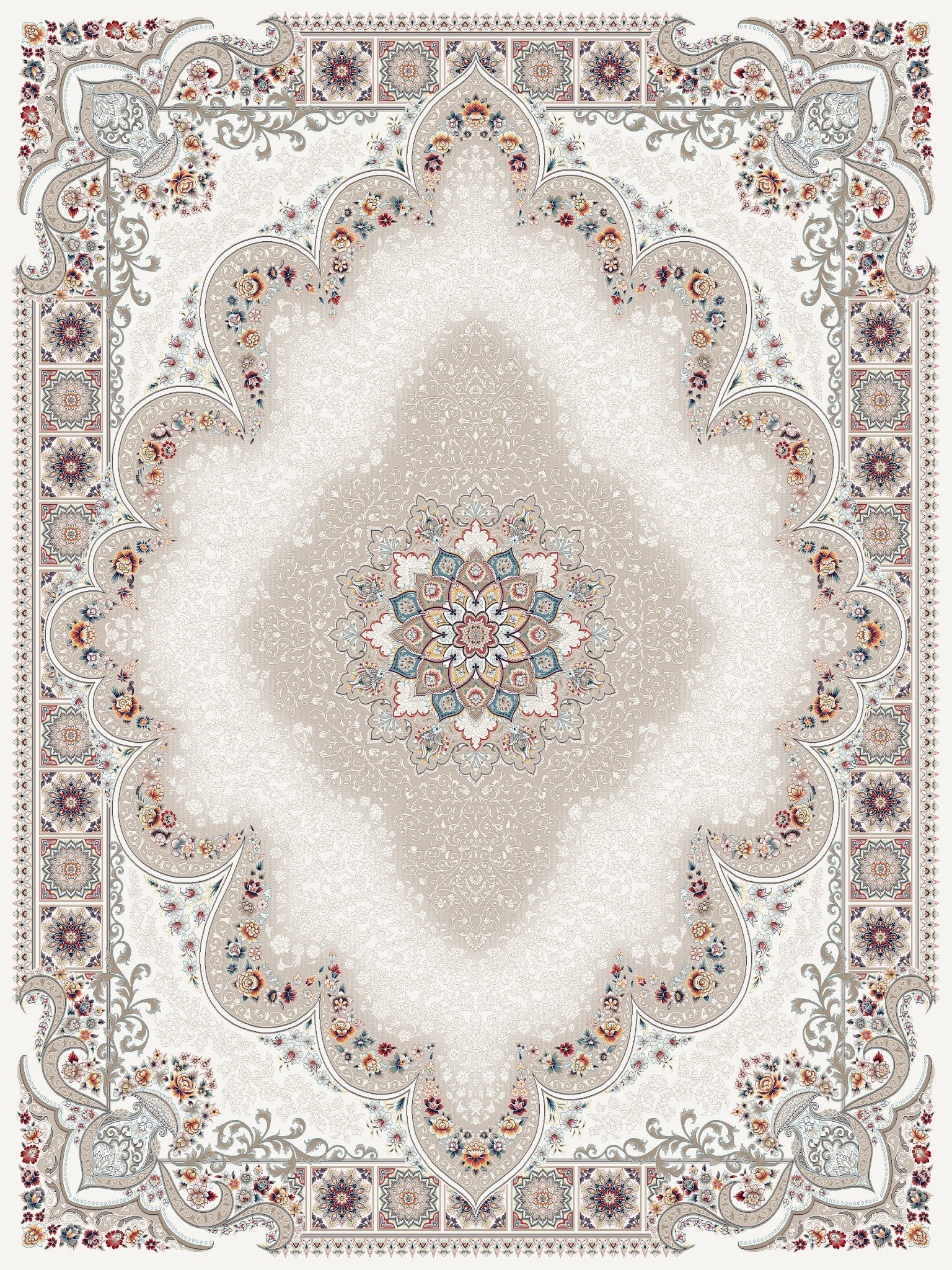 2026 Cream Luxury Traditional Medallion Rug | 1200 Reeds