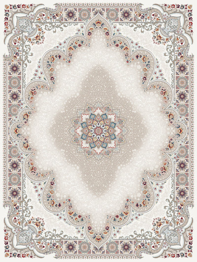 Cream Medallion Persian Rug 1200 Reeds - texture detail