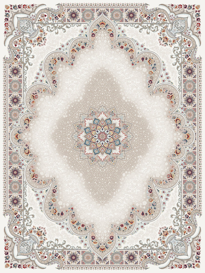 2026 Cream Luxury Traditional Medallion Rug 1200 Reeds | Stylish Rugs & Carpets