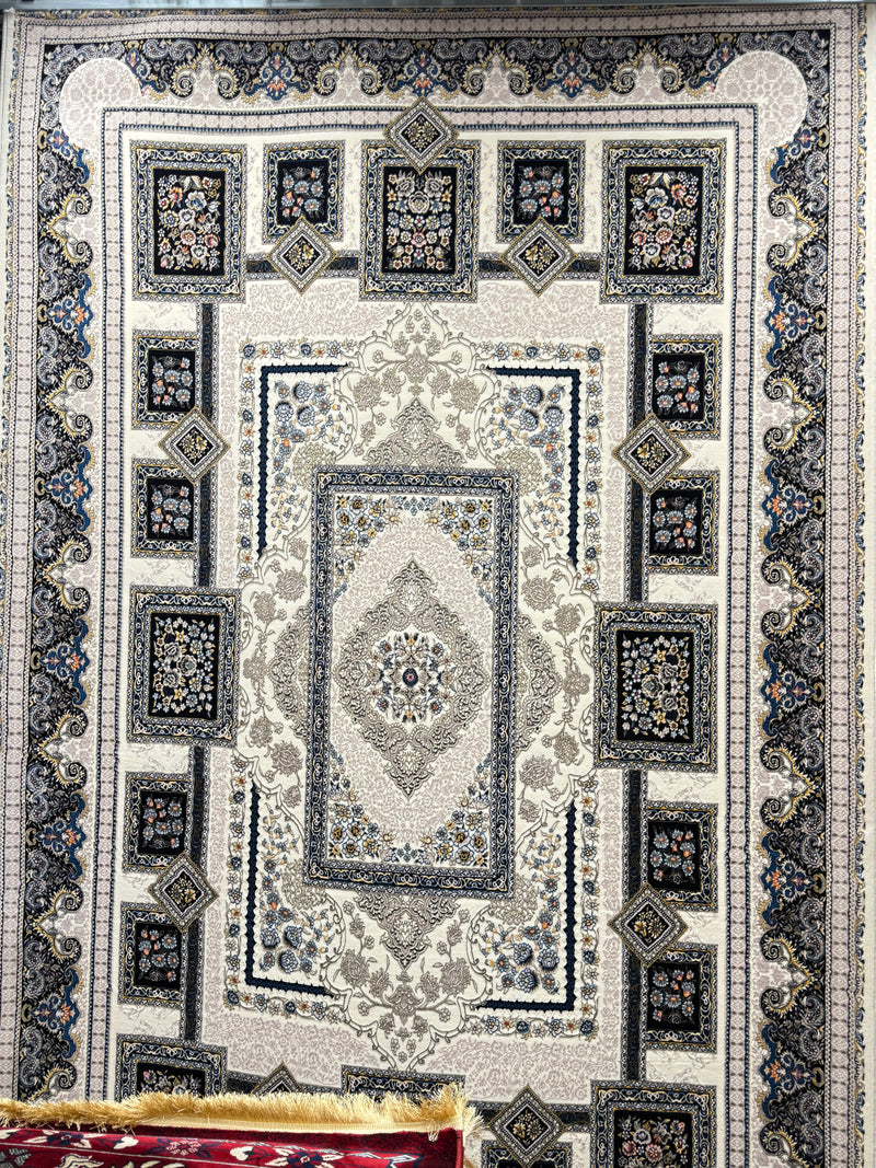 Modern Persian Carpet Cream and Silver Background | Stylish Rugs & Carpets