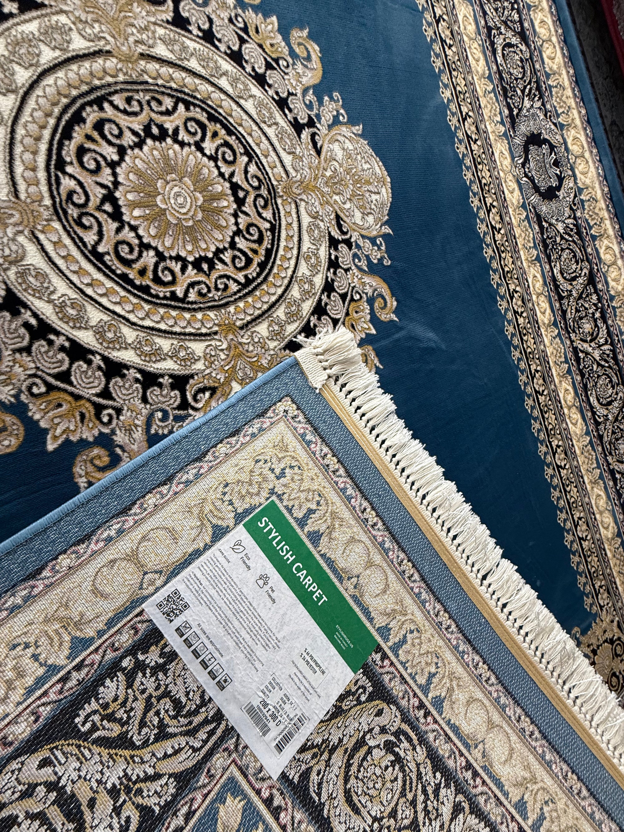 Persian Carpet with Dark Blue Background