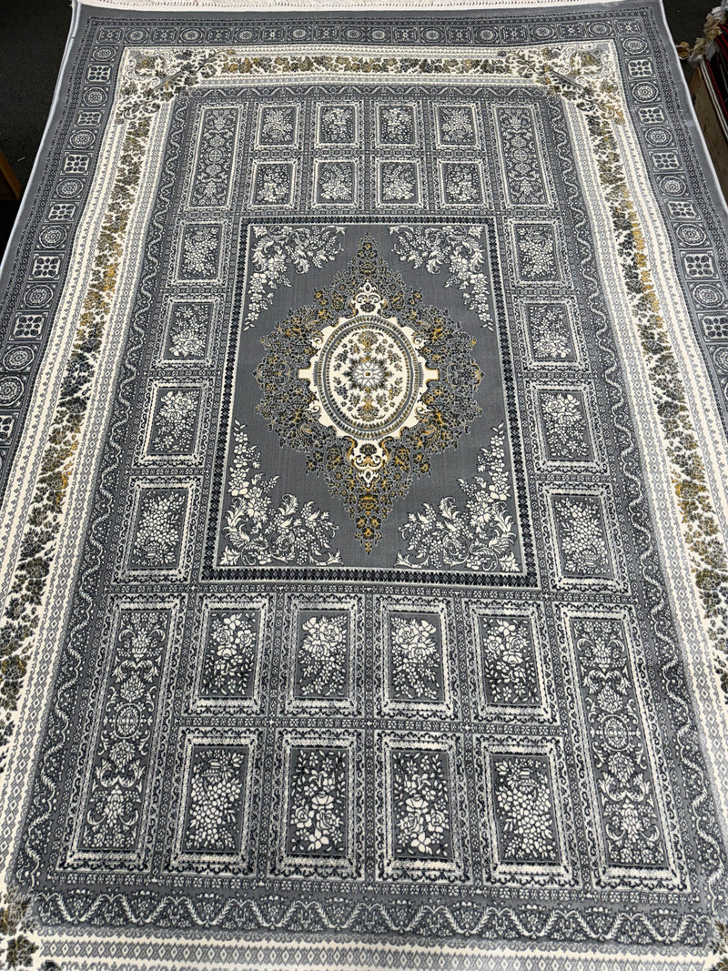 2026 Gray and Silver Luxury Traditional Medallion Rug 1200 Reeds | Stylish Rugs & Carpets
