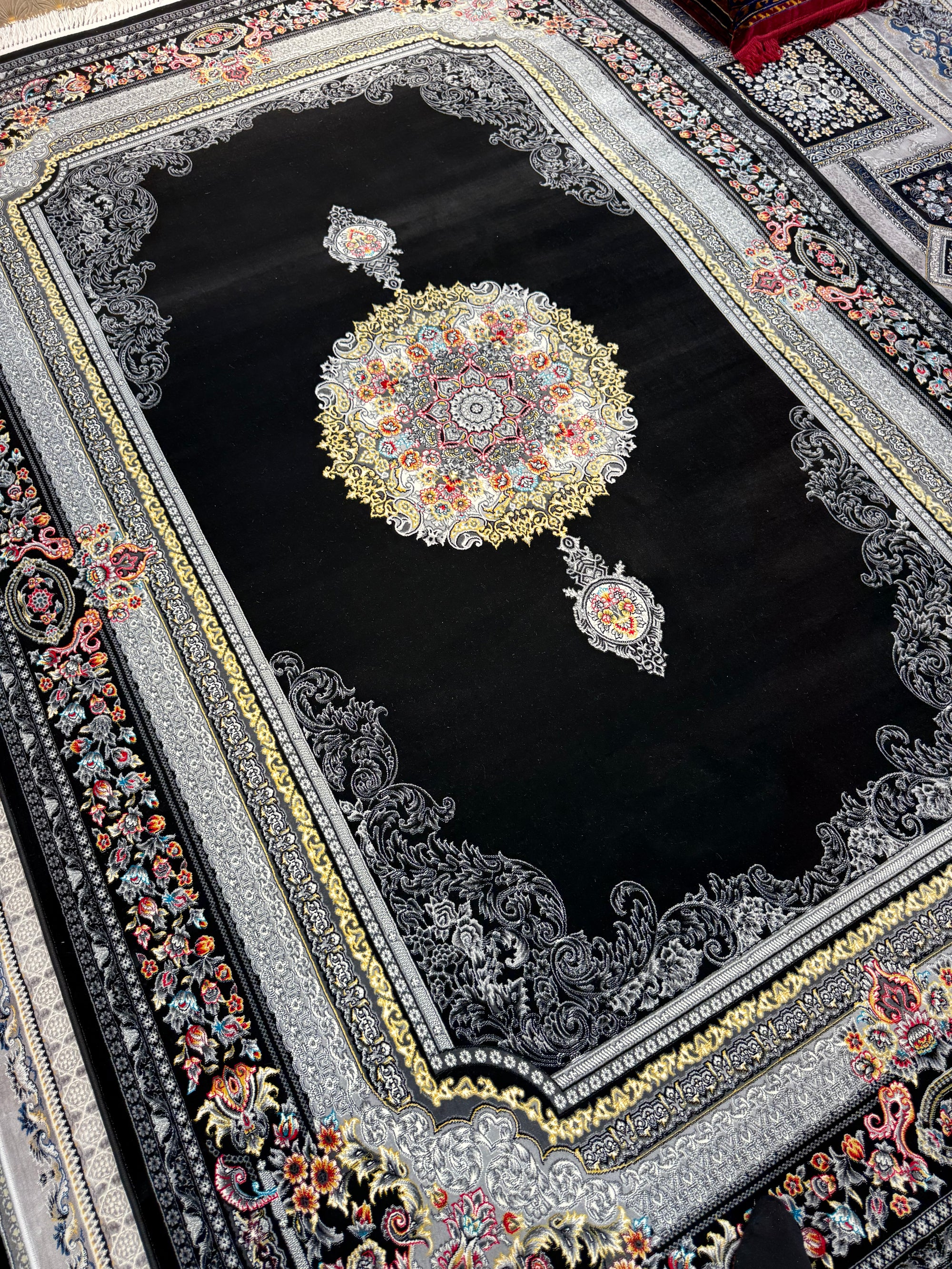 Persian Carpet Black and Cream Background | Stylish Rugs & Carpets