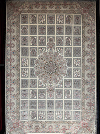 Classic Persian Carpet Kheshti Design Cream Background Gray Border 2 Million Points