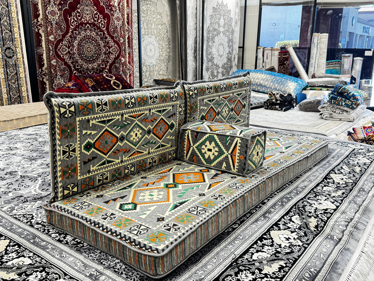 Majilis Rug Gray Luxurious Majlis — 4-Piece Set – Stylish Rugs
