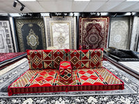 Red Luxurious Majlis 4-Piece Arabic Floor Sofa Set