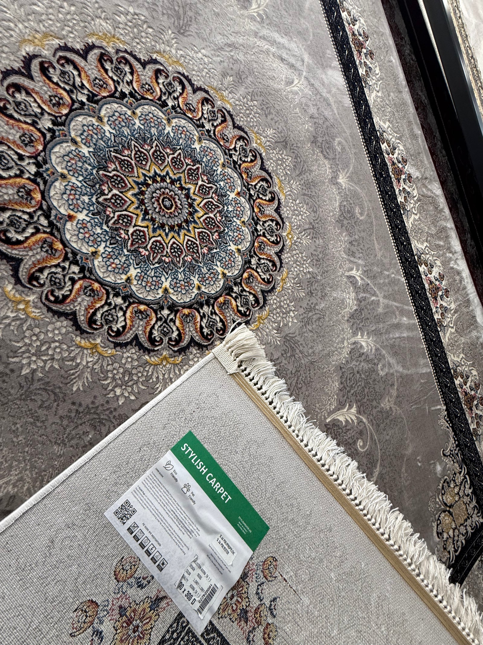 Classic Persian Carpet with Gray Background