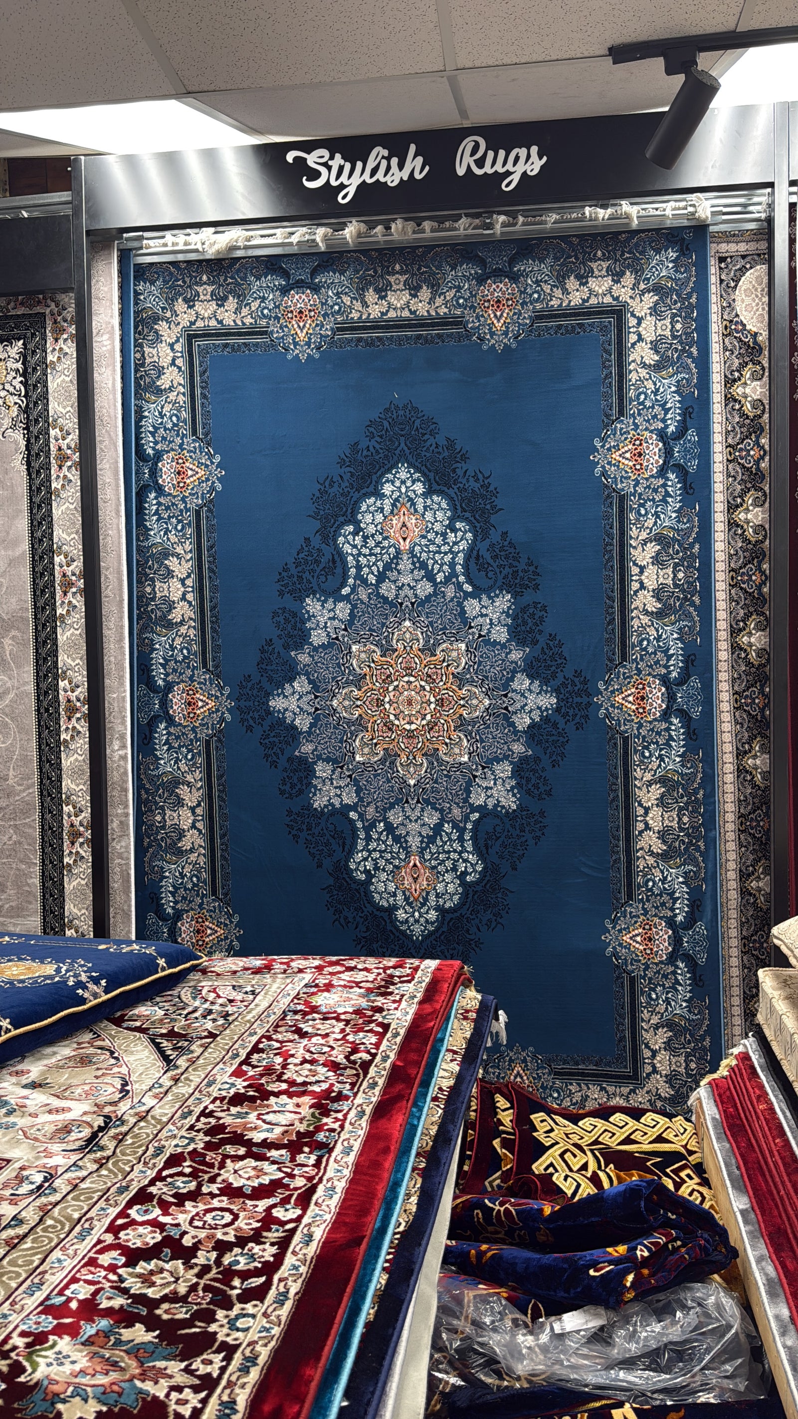 Classic Persian Carpet with Dark Blue Background | Stylish Rugs & Carpets