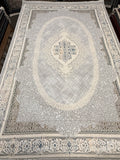 18 Lancet Paradise Light Gray Oval Crosshatch Medallion Turkish Rug | Stylish Rugs