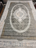 Dark Gray Oval Crosshatch Medallion Turkish Rug | Stylish Rugs