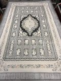 Light Gray Garden Panel Medallion Turkish Rug | Stylish Rugs