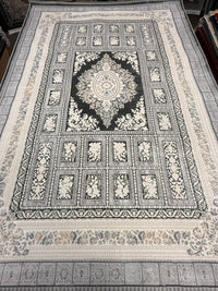 Light Gray Garden Panel Medallion Turkish Rug | Stylish Rugs