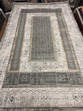 Light Gray Geometric Tile Panel Turkish Rug | Stylish Rugs