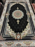 Black and Gold Floral Medallion Turkish Rug | Stylish Rugs