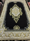 Black and Gold Diamond Medallion Turkish Rug | Stylish Rugs