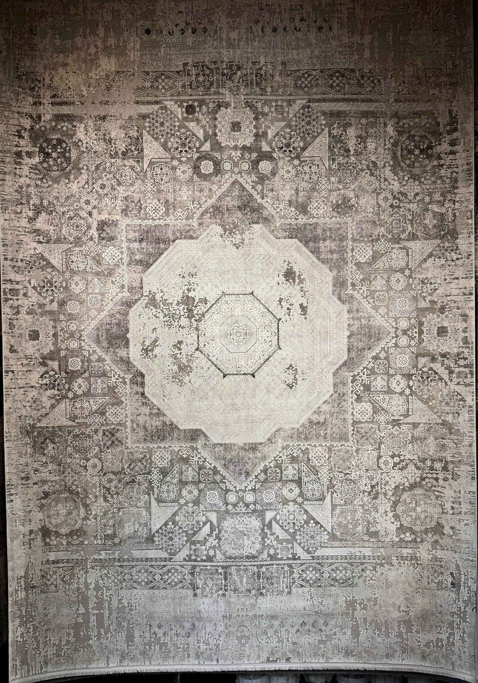 Mamluk Design Bamboo Rug, Grey Carpet