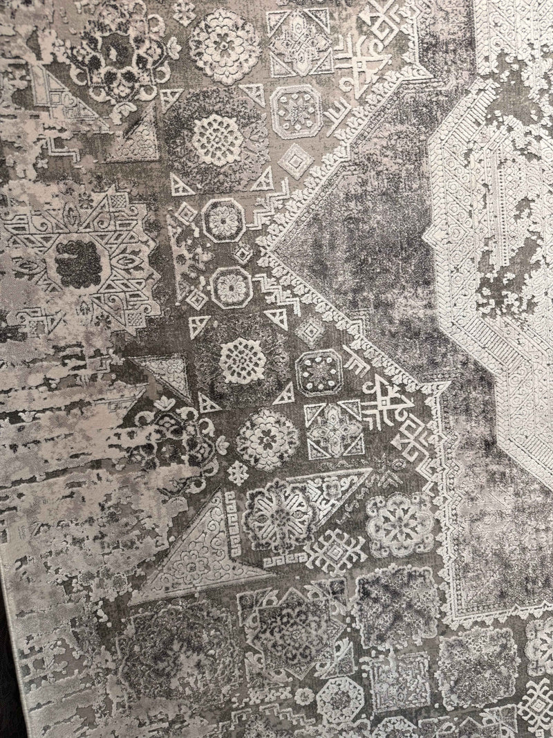 Mamluk Design Bamboo Rug, Grey Carpet